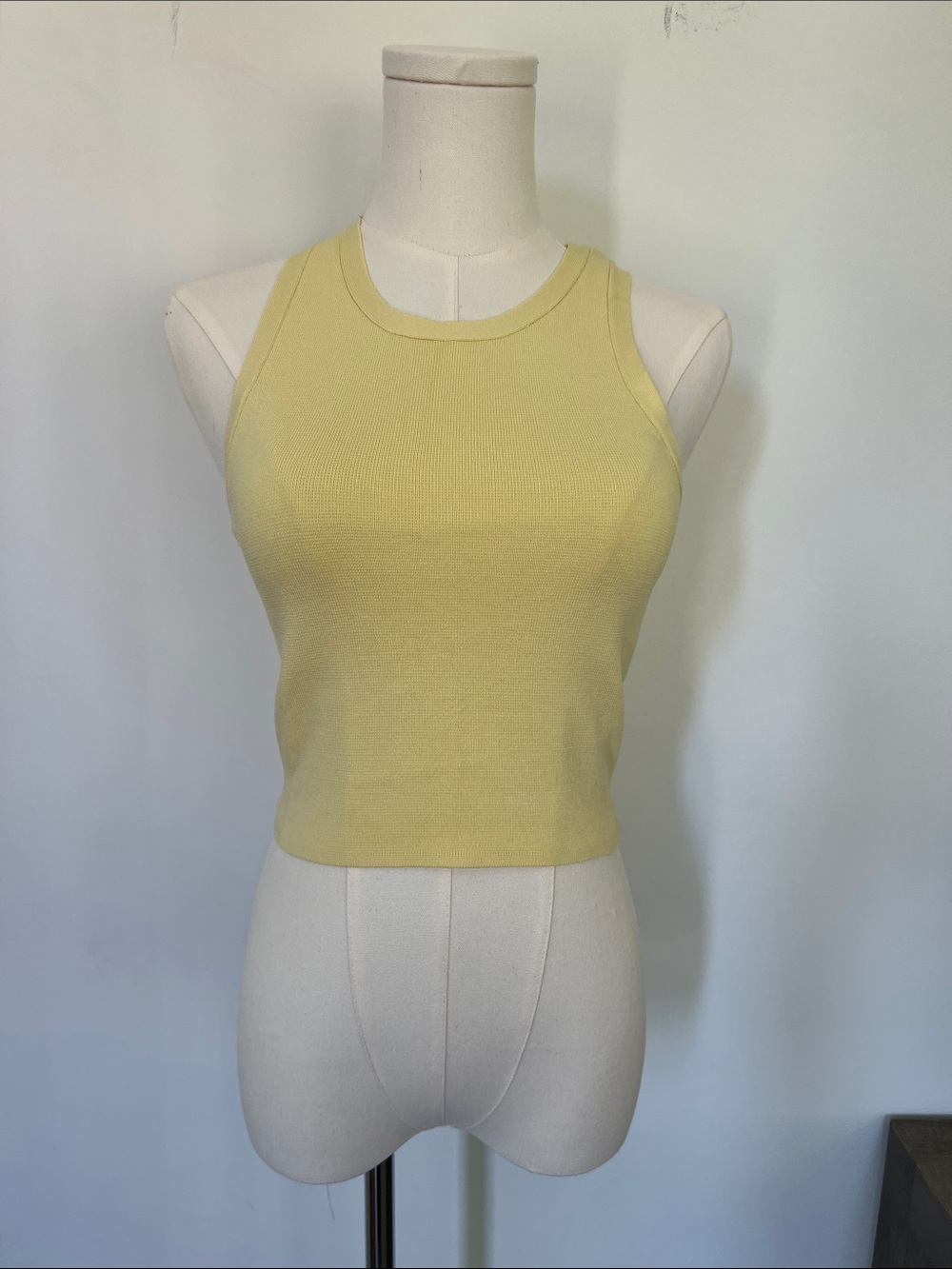 Zara Light Yellow Ribbed Cropped Tank